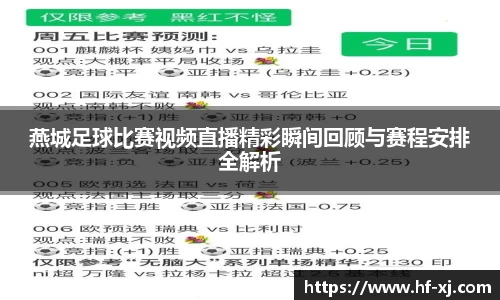 燕城足球比赛视频直播精彩瞬间回顾与赛程安排全解析