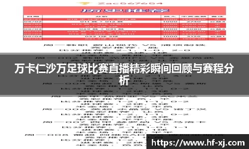 万卡仁沙万足球比赛直播精彩瞬间回顾与赛程分析